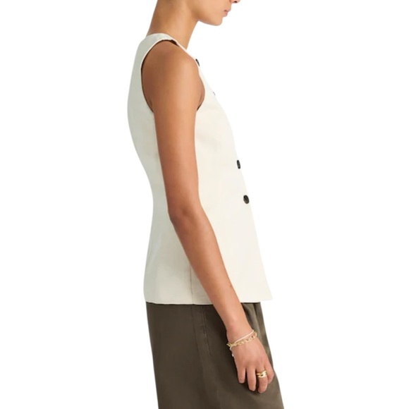 Madewell Crewneck Cutaway Vest in Vintage Ivory  Drapey Twill - Picture 4 of 8